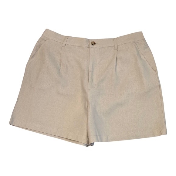 NWT Time And Tru Linen Blend Shorts Ladies Large 12-14 Beige - Picture 1 of 3